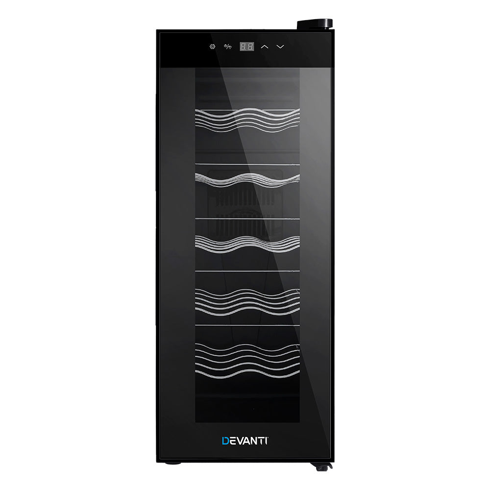 Devanti Wine Cooler 12 Bottle Thermoelectric Fridge Storage Chiller-Appliances > Fridges-PEROZ Accessories
