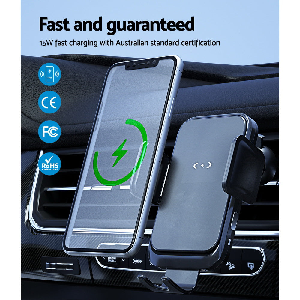 Devanti Wireless Car Charger Fast Charging Car Mount Vent Suction cup-Chargers-PEROZ Accessories