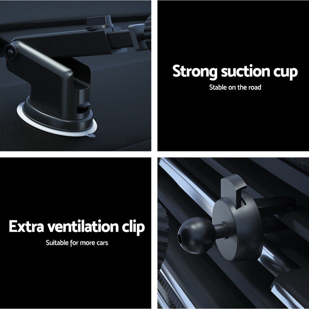 Devanti Wireless Car Charger Fast Charging Car Mount Vent Suction cup-Chargers-PEROZ Accessories