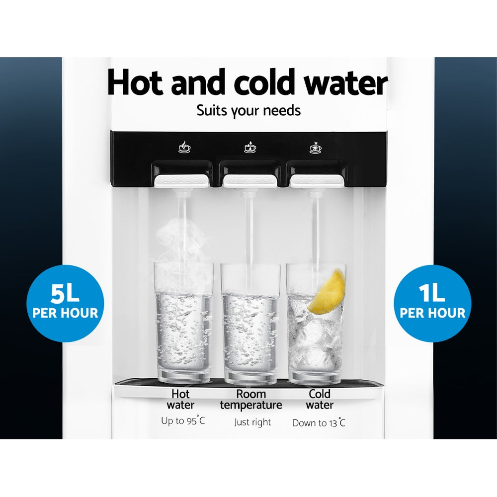 Devanti 22L Bench Top Water Cooler Dispenser Filter Purifier Hot Cold Room Temperature Three Taps-Appliances > Kitchen Appliances-PEROZ Accessories