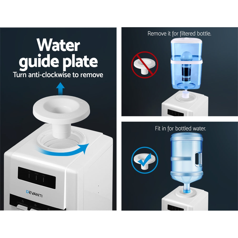 Devanti 22L Bench Top Water Cooler Dispenser Filter Purifier Hot Cold Room Temperature Three Taps-Appliances > Kitchen Appliances-PEROZ Accessories