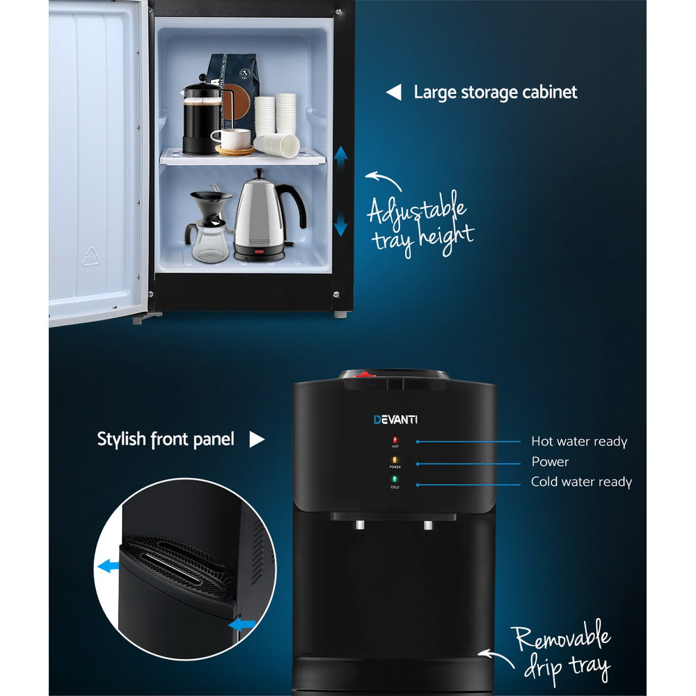 Devanti Water Cooler Dispenser Mains Bottle Stand Hot Cold Tap Office Black-Appliances > Kitchen Appliances-PEROZ Accessories