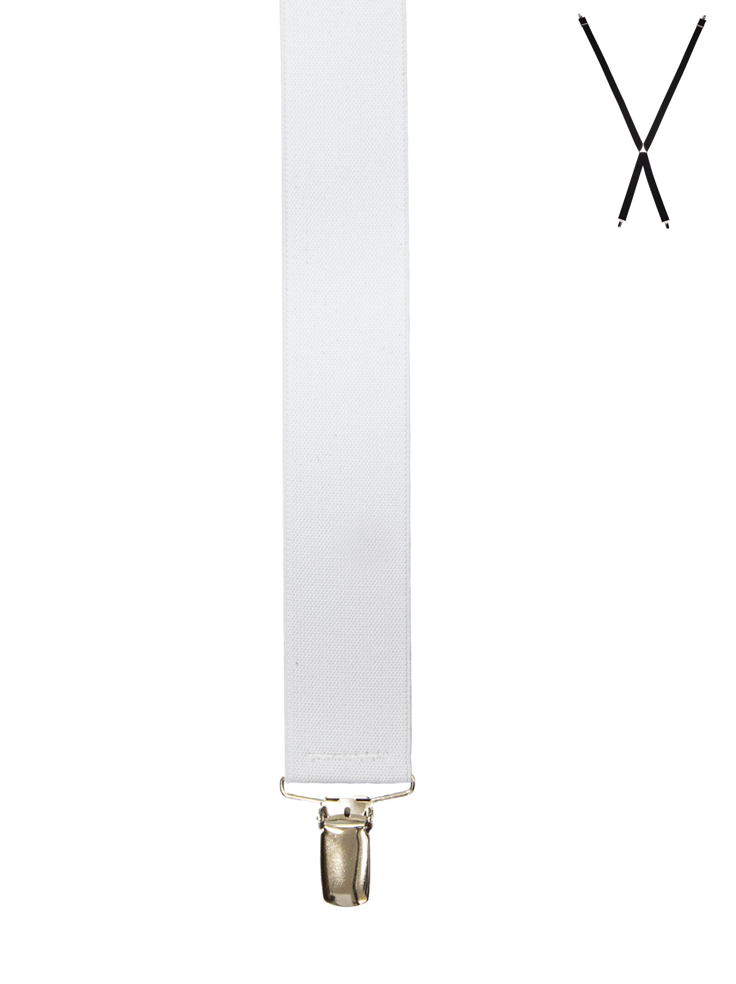 BRACES. X-Back with Nickel Clips. Plain White. 25mm width.-Braces-PEROZ Accessories