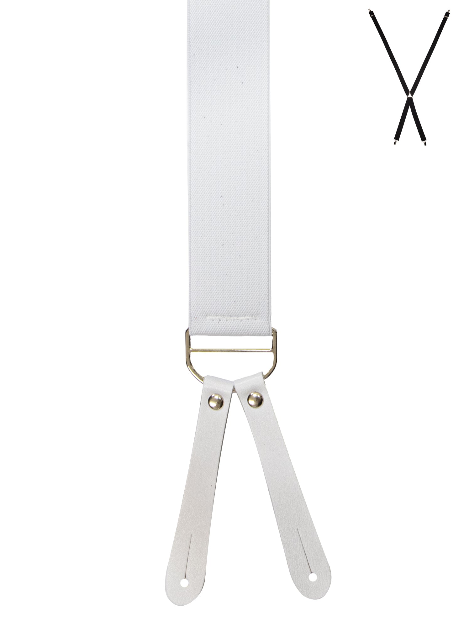BRACES. X-Back with Leather Ends. Plain White. 35mm width.-Braces-PEROZ Accessories