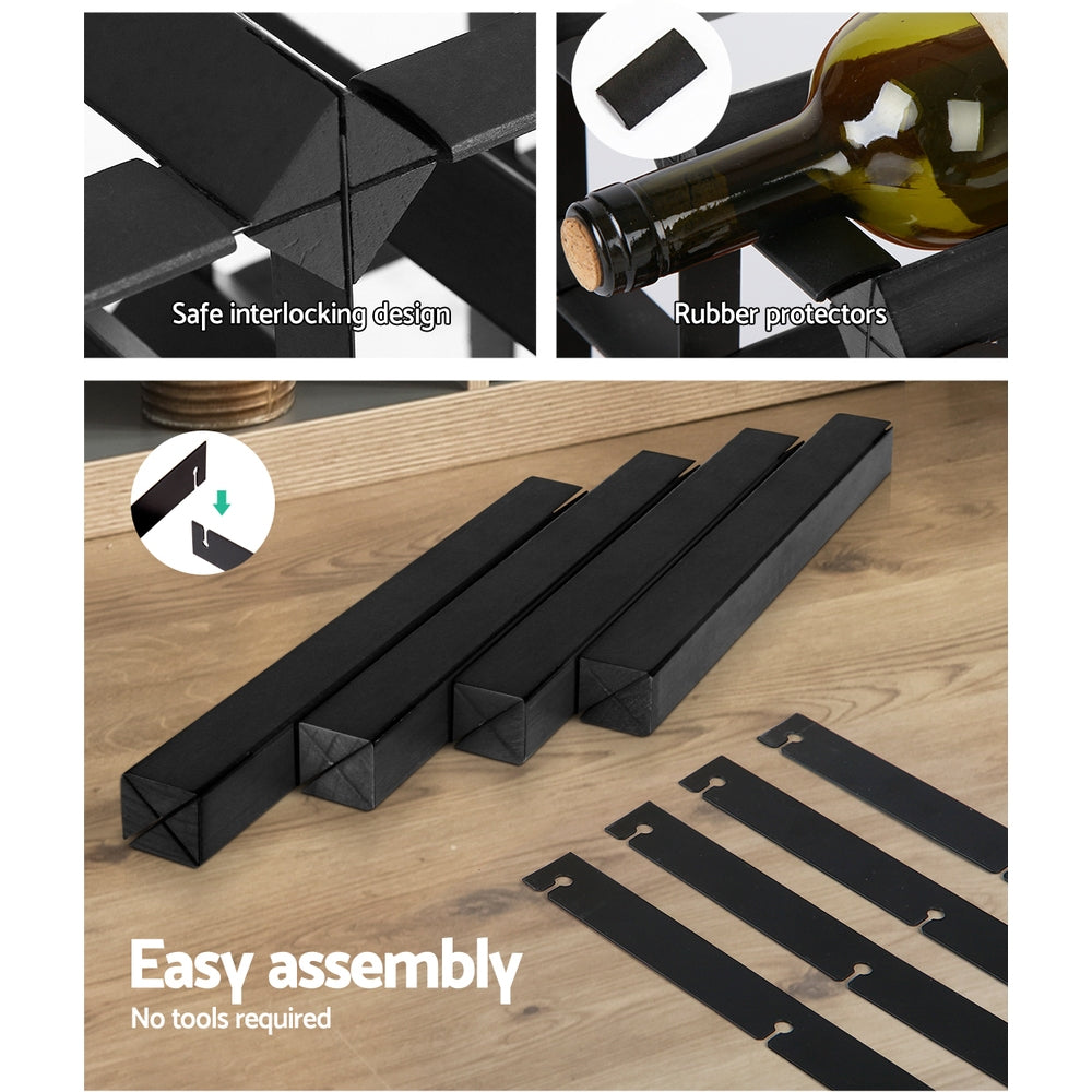 Artiss 42 Bottles Timber Wine Rack Storage Wooden Racks Black-Home & Garden > Storage - Peroz Australia - Image - 7