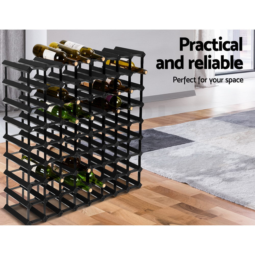 Artiss 72 Bottle Timber Wine Rack Wooden Storage Wall Racks Holders Cellar Black-Home & Garden > Storage - Peroz Australia - Image - 4