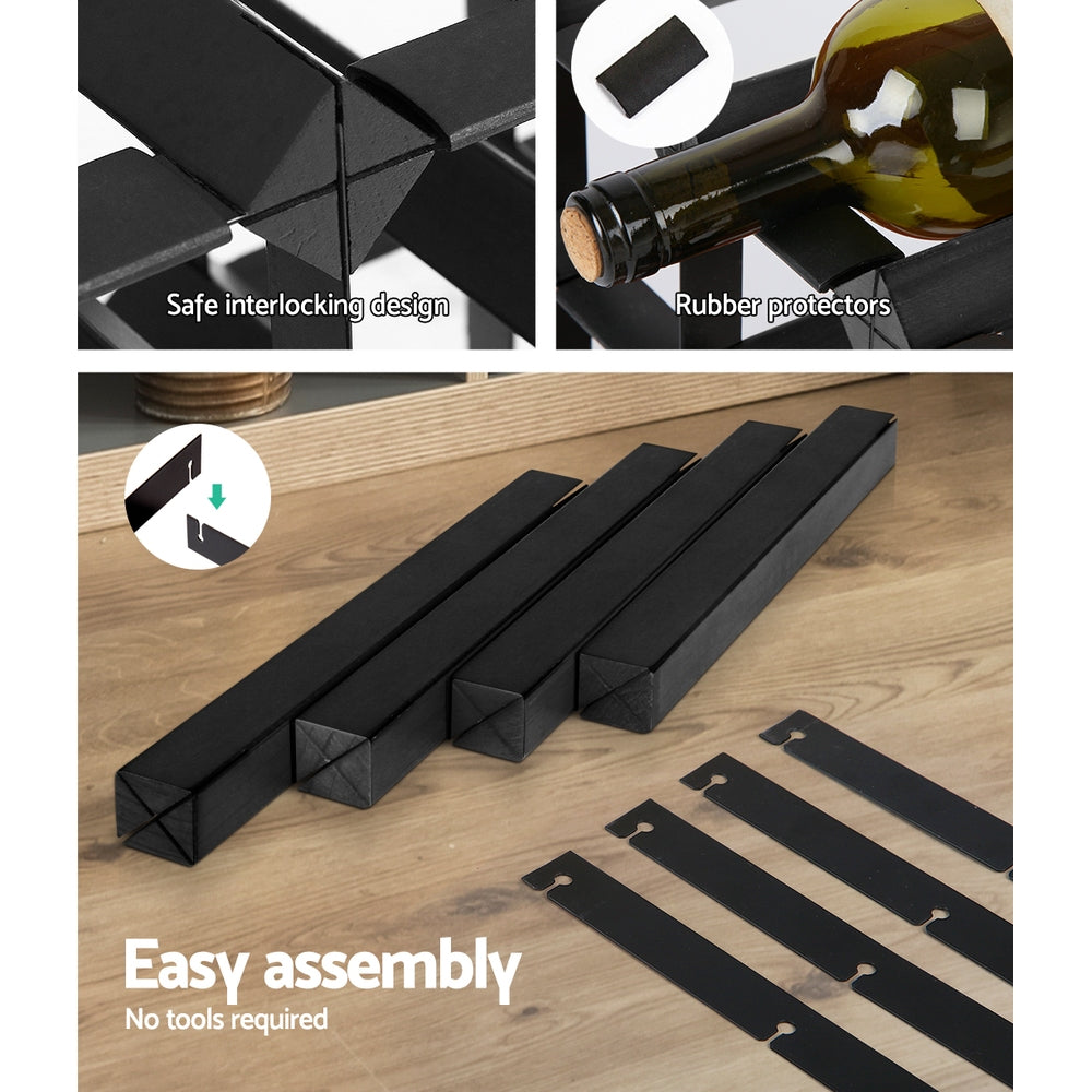 Artiss 72 Bottle Timber Wine Rack Wooden Storage Wall Racks Holders Cellar Black-Home & Garden > Storage - Peroz Australia - Image - 7