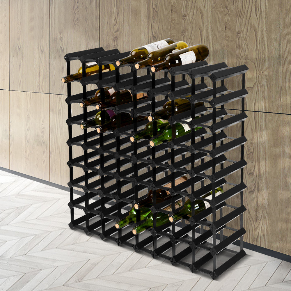 Artiss 72 Bottle Timber Wine Rack Wooden Storage Wall Racks Holders Cellar Black-Home & Garden > Storage - Peroz Australia - Image - 1