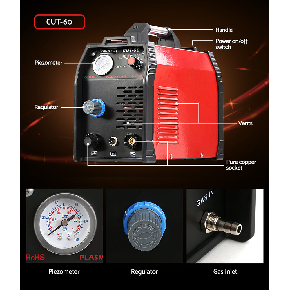 Giantz 60Amp Inverter Welder Plasma Cutter Gas DC iGBT Welding Machine Portable-Tools > Power Tools-PEROZ Accessories