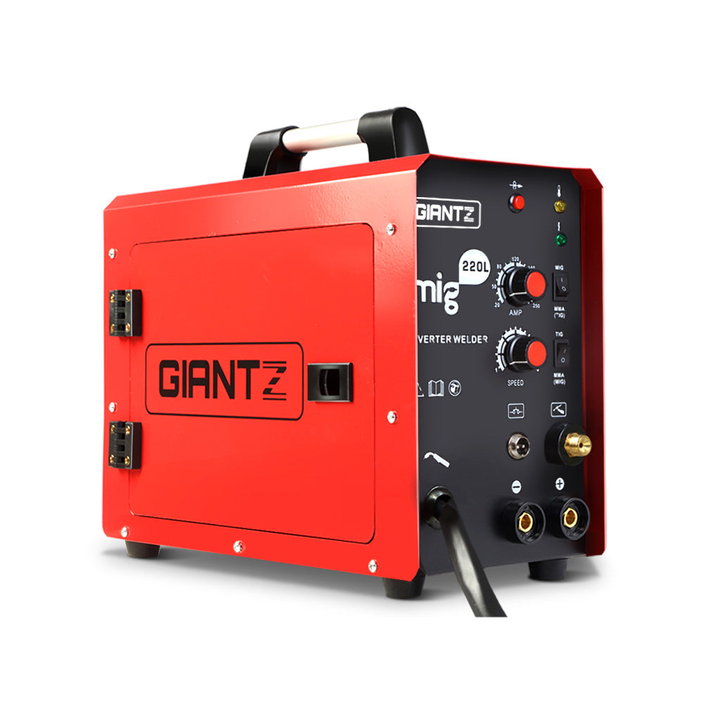 Giantz 220 Amp Inverter Welder MMA MIG DC Gas Gasless Welding Machine Portable-Tools > Power Tools-PEROZ Accessories