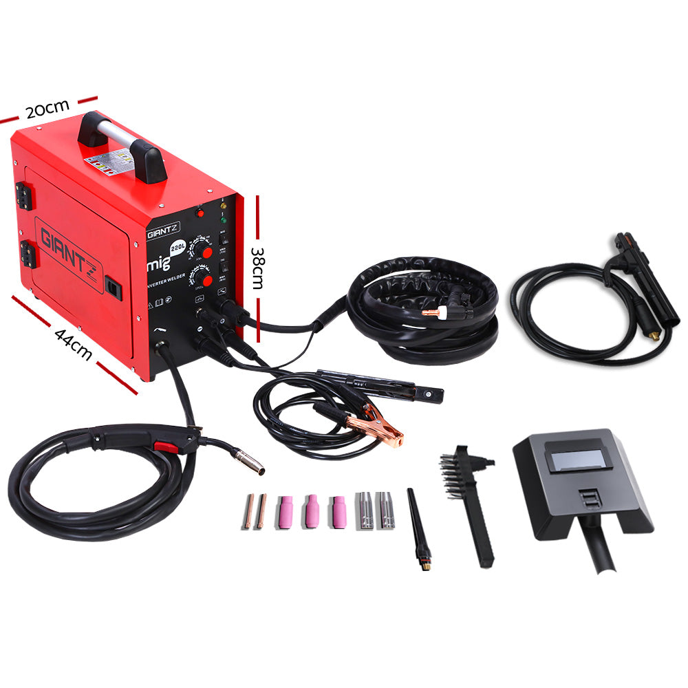 Giantz 220 Amp Inverter Welder MMA MIG DC Gas Gasless Welding Machine Portable-Tools > Power Tools-PEROZ Accessories