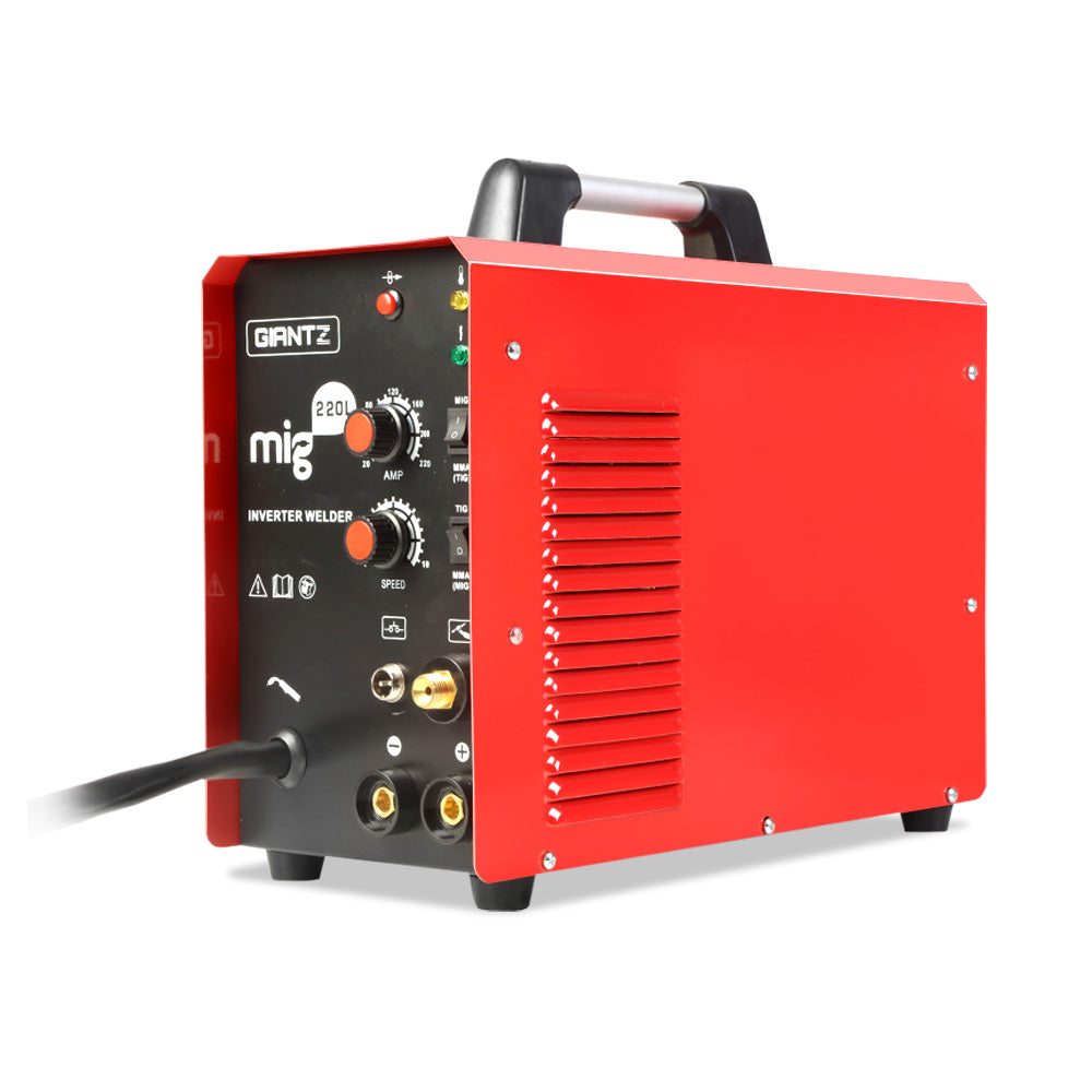 Giantz 220 Amp Inverter Welder MMA MIG DC Gas Gasless Welding Machine Portable-Tools > Power Tools-PEROZ Accessories