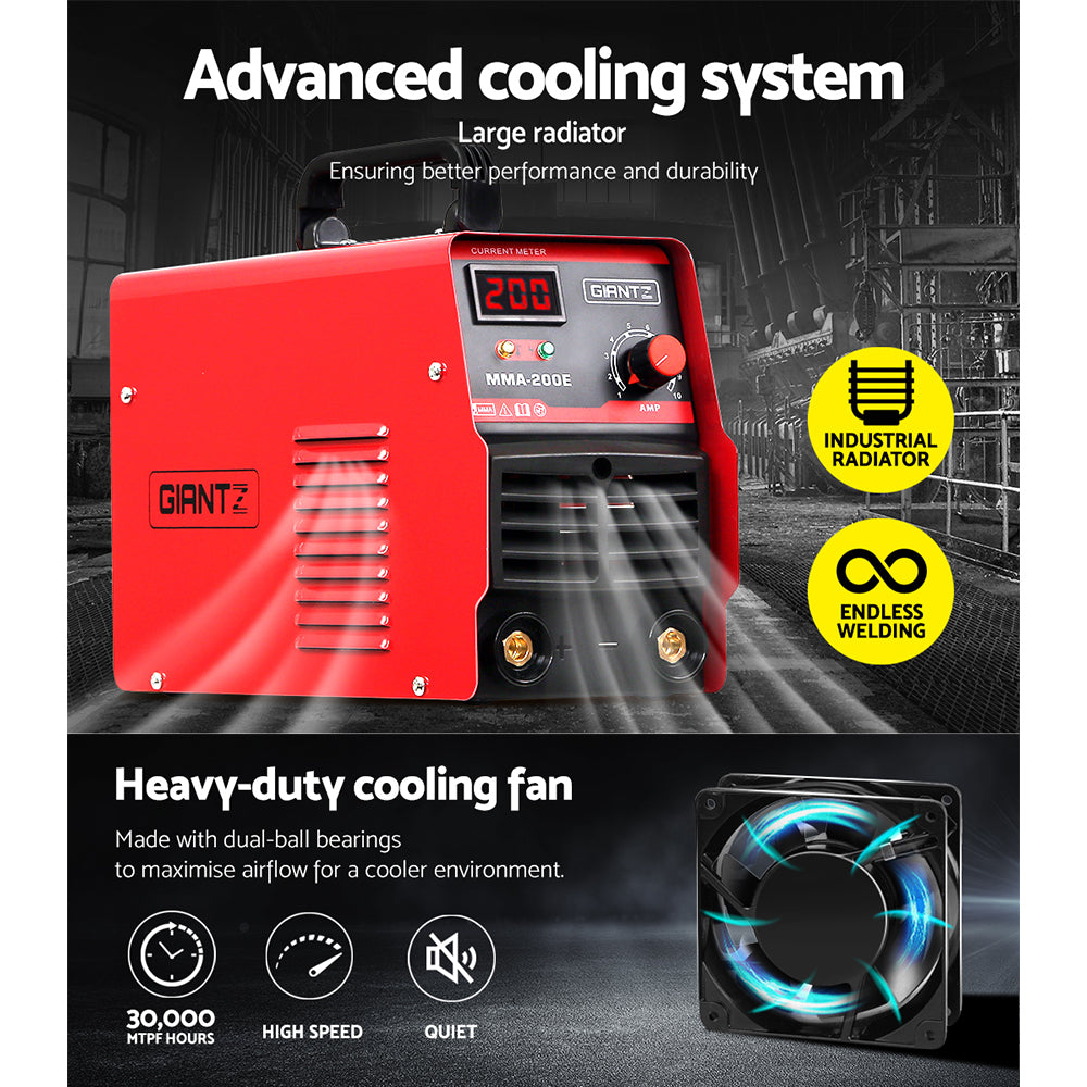 Giantz 200 Amp Inverter Welder MMA ARC DC IGBT Welding Machine Stick Portable-Tools > Power Tools-PEROZ Accessories