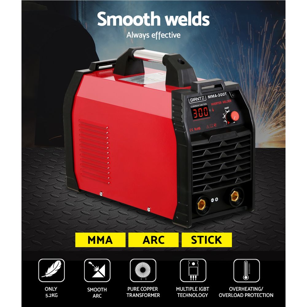 Giantz 300Amp Inverter Welder MMA ARC iGBT DC Gas Welding Machine Stick Portable-Tools > Power Tools-PEROZ Accessories
