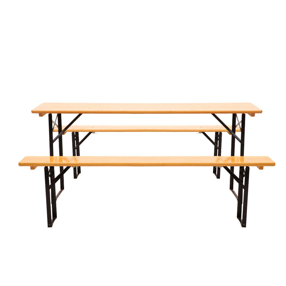 Gardeon Wooden Outdoor Foldable Bench Set - Natural-Furniture > Outdoor-PEROZ Accessories