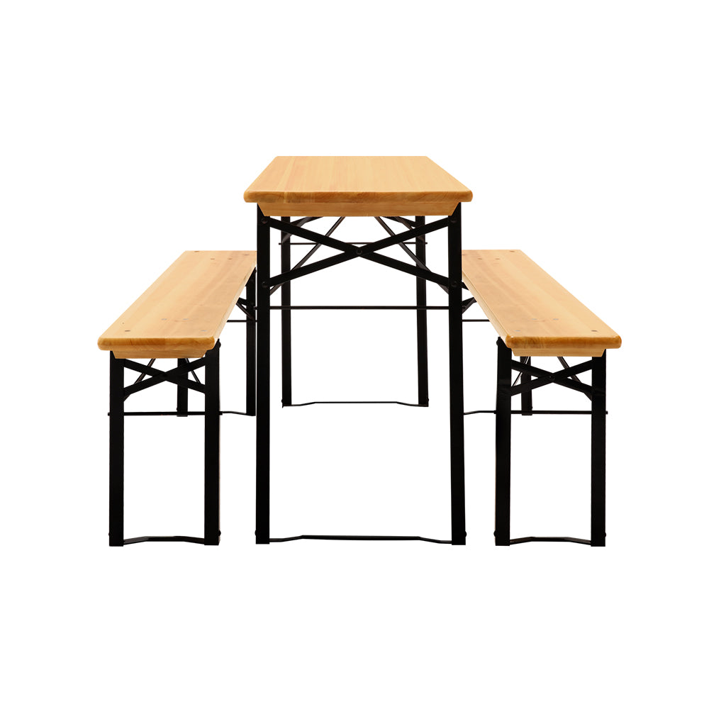 Gardeon Wooden Outdoor Foldable Bench Set - Natural-Furniture > Outdoor-PEROZ Accessories