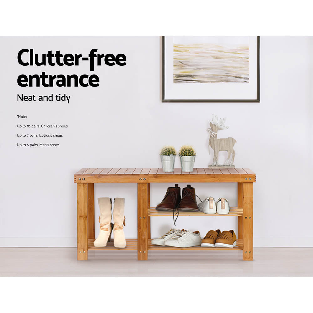 Artiss Bamboo Shoe Rack Bench-Furniture > Living Room - Peroz Australia - Image - 6