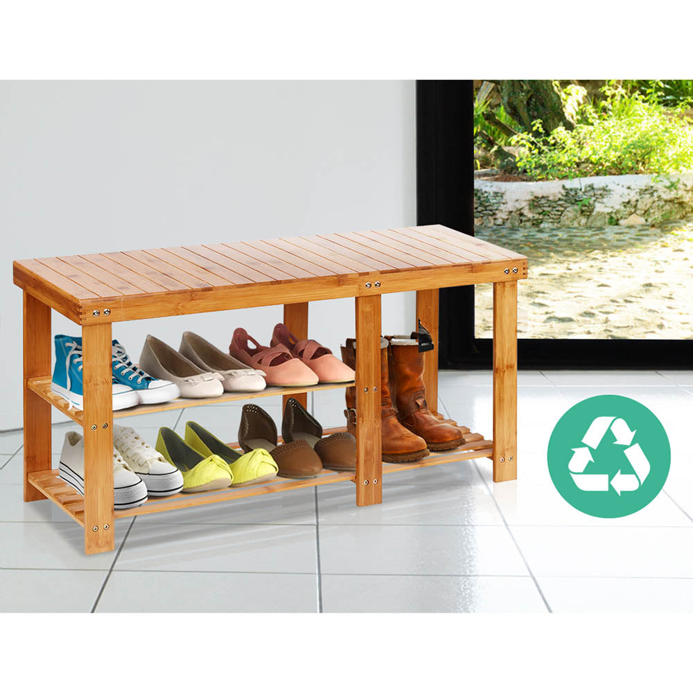 Artiss Bamboo Shoe Rack Bench-Furniture > Living Room - Peroz Australia - Image - 7