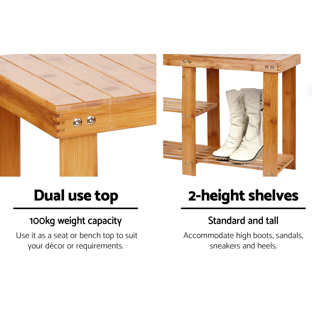 Artiss Bamboo Shoe Rack Bench-Furniture > Living Room - Peroz Australia - Image - 8