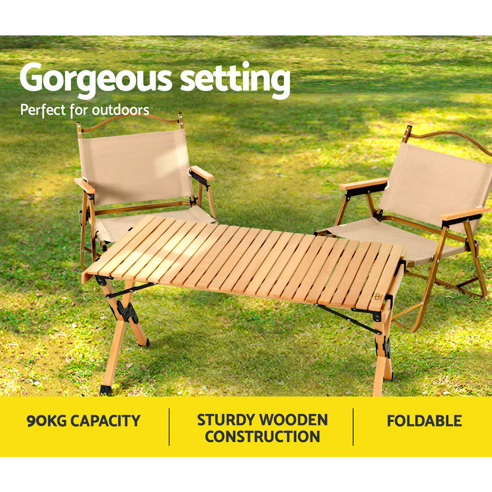 Gardeon Outdoor Furniture Wooden Egg Roll Picnic Table Camping Desk 90CM-Furniture > Outdoor-PEROZ Accessories