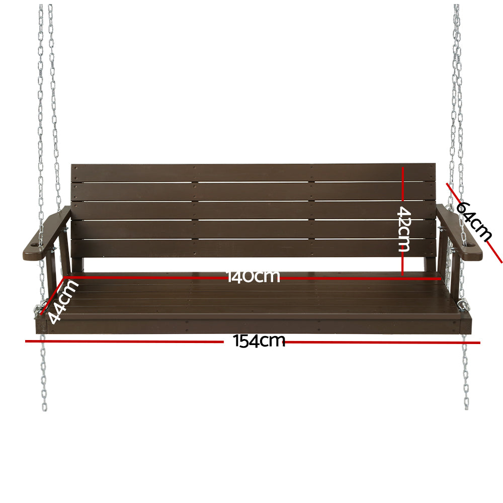 Gardeon Porch Swing Chair with Chain Outdoor Furniture 3 Seater Bench Wooden Brown-Furniture > Outdoor-PEROZ Accessories