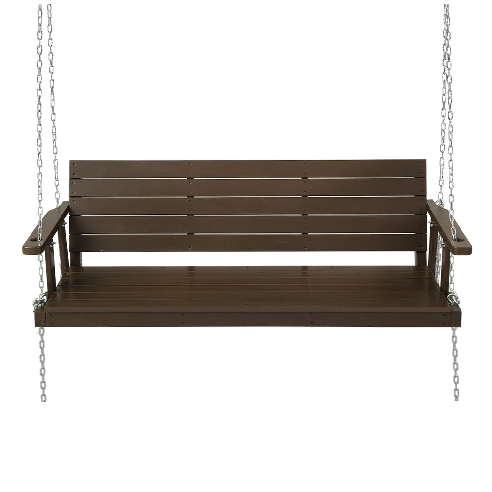 Gardeon Porch Swing Chair with Chain Outdoor Furniture 3 Seater Bench Wooden Brown-Furniture > Outdoor-PEROZ Accessories
