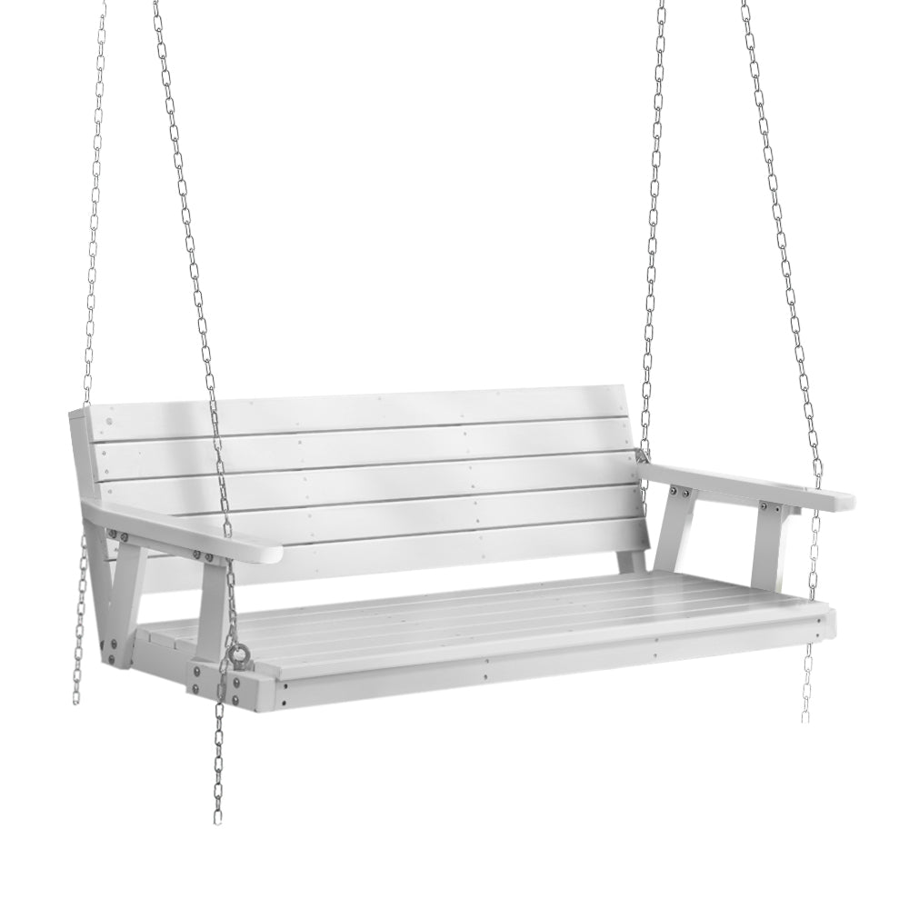 Gardeon Porch Swing Chair with Chain Outdoor Furniture 3 Seater Bench Wooden White-Furniture > Outdoor-PEROZ Accessories