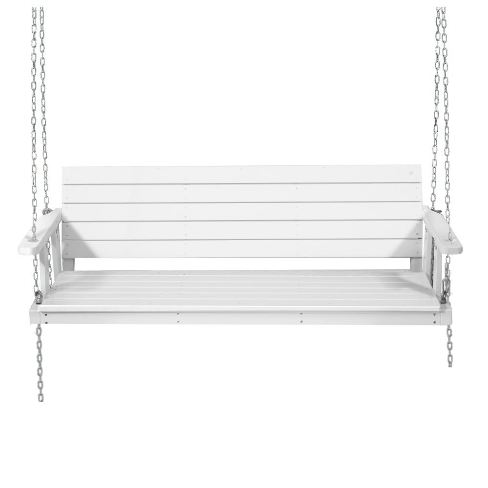 Gardeon Porch Swing Chair with Chain Outdoor Furniture 3 Seater Bench Wooden White-Furniture > Outdoor-PEROZ Accessories