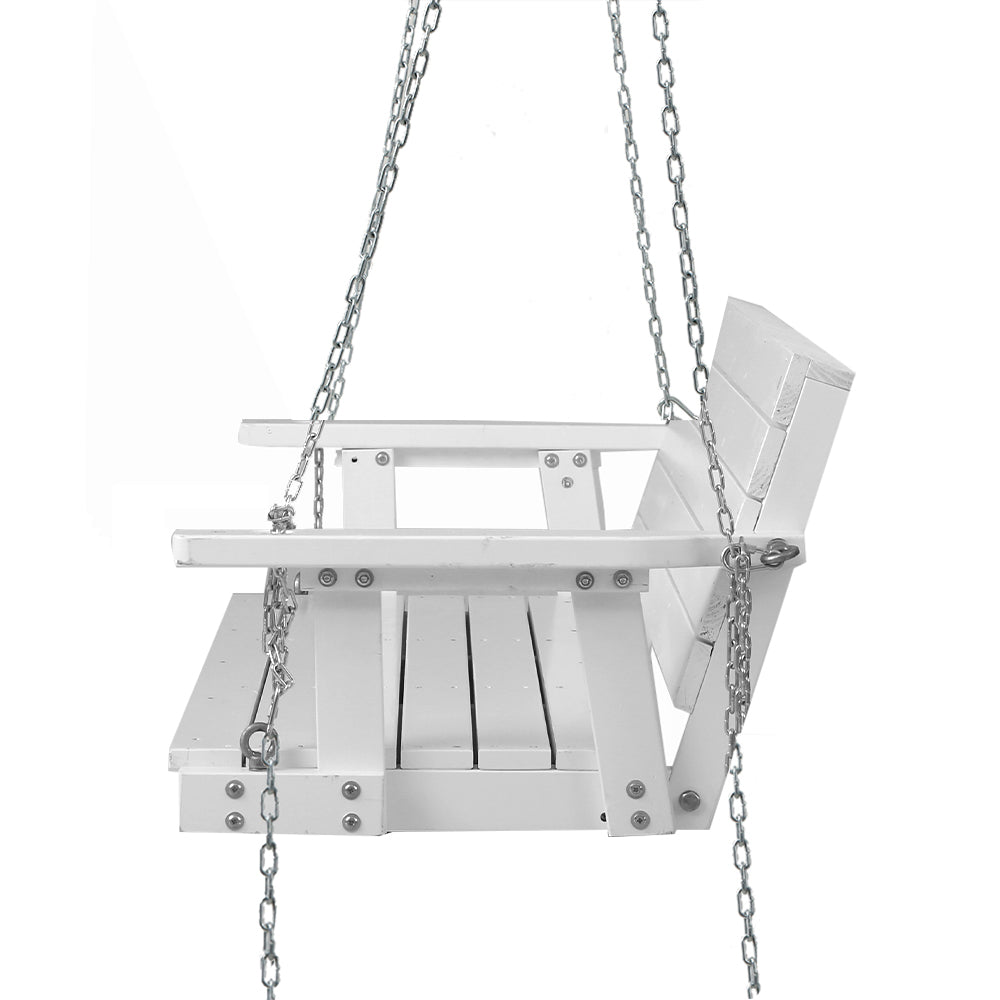 Gardeon Porch Swing Chair with Chain Outdoor Furniture 3 Seater Bench Wooden White-Furniture > Outdoor-PEROZ Accessories