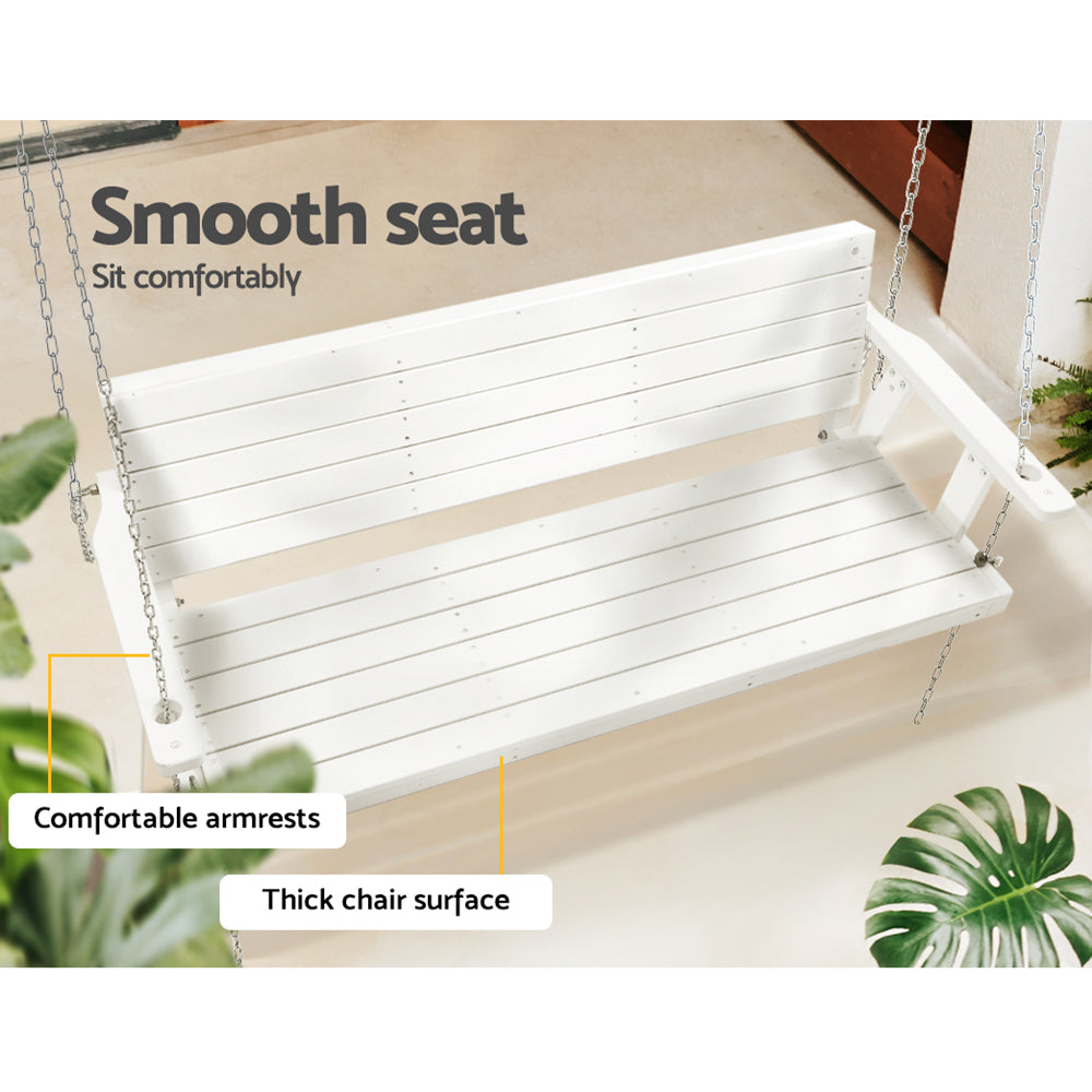 Gardeon Porch Swing Chair with Chain Outdoor Furniture 3 Seater Bench Wooden White-Furniture > Outdoor-PEROZ Accessories