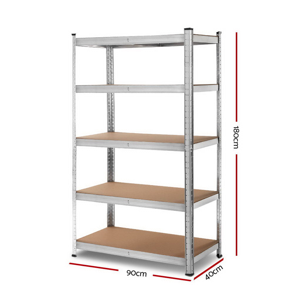Giantz 1.8M Warehouse Racking Rack Shelving Garage Steel Metal Storage Shelves Silver-Home & Garden > Storage-PEROZ Accessories