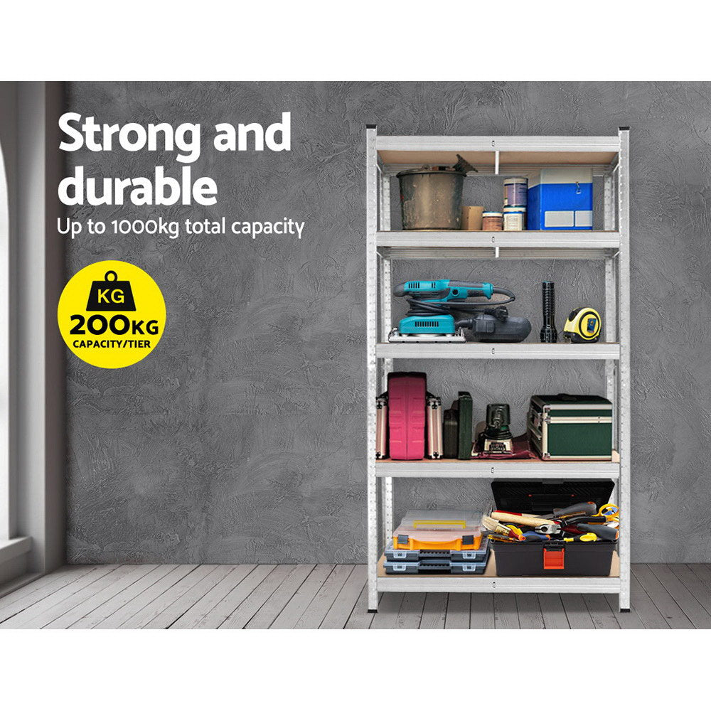 Giantz 1.8M Warehouse Racking Rack Shelving Garage Steel Metal Storage Shelves Silver-Home & Garden > Storage-PEROZ Accessories