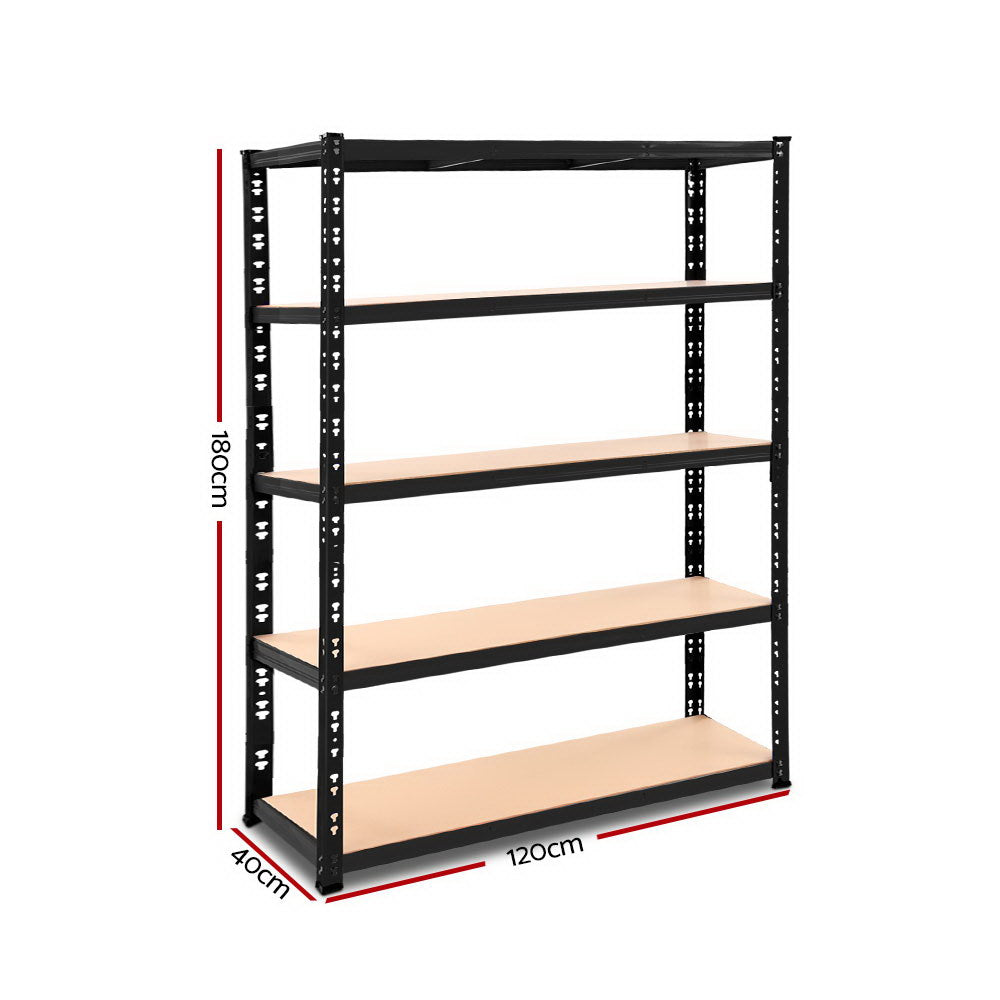 Giantz 1.8M Warehouse Racking Shelving Storage Shelf Garage Shelves Rack Steel Black-Home & Garden > Storage-PEROZ Accessories