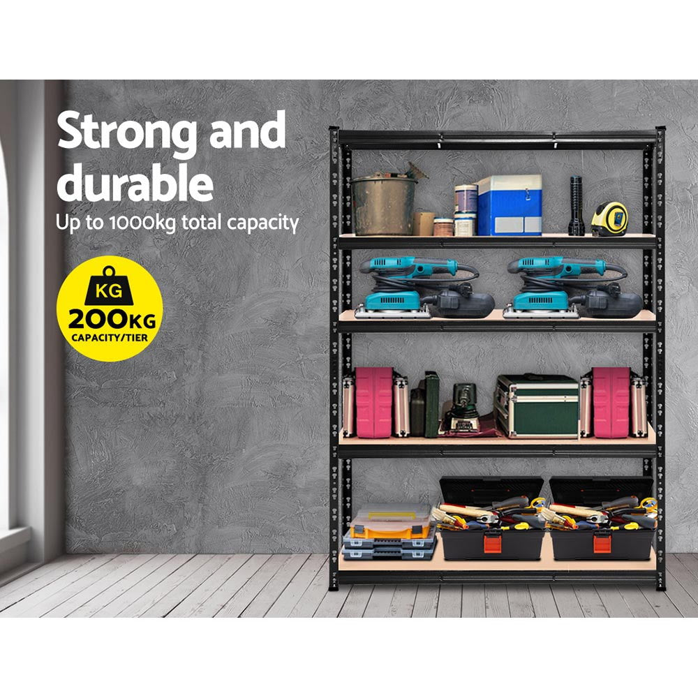 Giantz 1.8M Warehouse Racking Shelving Storage Shelf Garage Shelves Rack Steel Black-Home & Garden > Storage-PEROZ Accessories