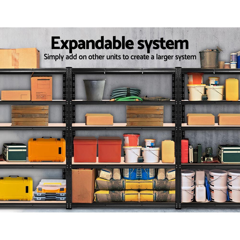 Giantz 1.8M Warehouse Racking Shelving Storage Shelf Garage Shelves Rack Steel Black-Home & Garden > Storage-PEROZ Accessories