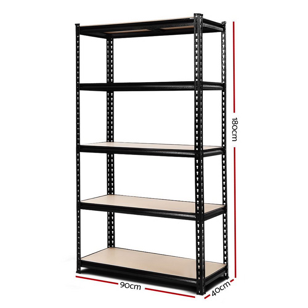 1.8M 5-Shelves Steel Warehouse Shelving Racking Garage Storage Rack Black-Home & Garden > Storage-PEROZ Accessories