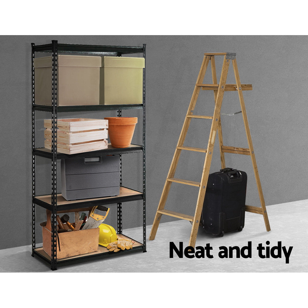1.8M 5-Shelves Steel Warehouse Shelving Racking Garage Storage Rack Black-Home & Garden > Storage-PEROZ Accessories