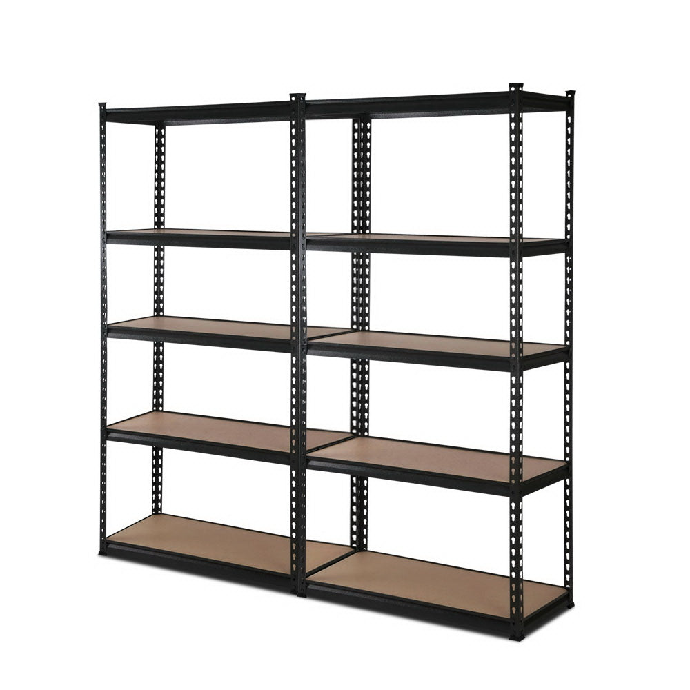 2x1.8M 5-Shelves Steel Warehouse Shelving Racking Garage Storage Rack Black-Home & Garden > Storage-PEROZ Accessories