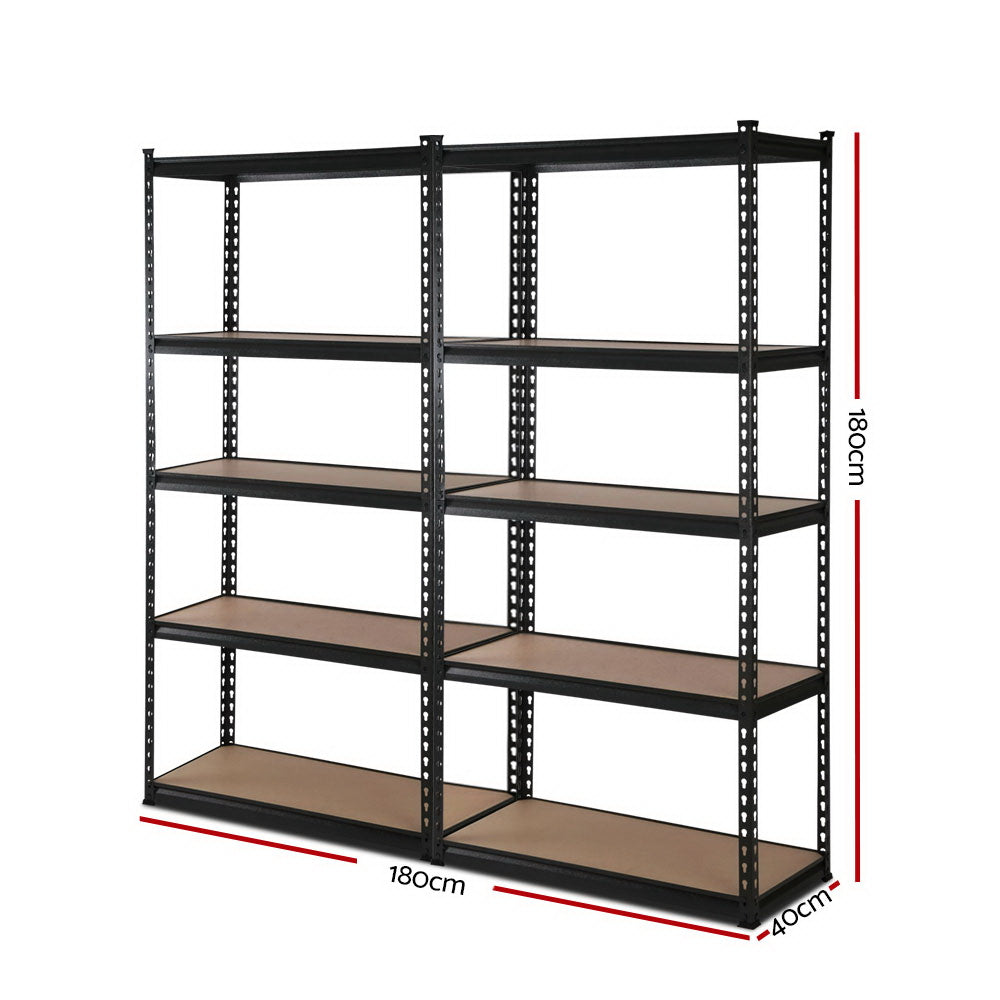2x1.8M 5-Shelves Steel Warehouse Shelving Racking Garage Storage Rack Black-Home & Garden > Storage-PEROZ Accessories