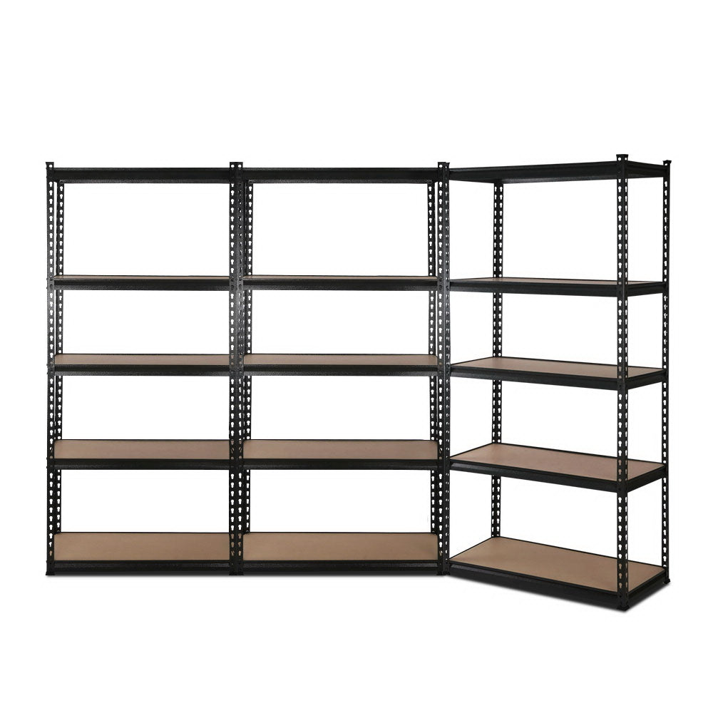 3x1.8M 5-Shelves Steel Warehouse Shelving Racking Garage Storage Rack Black-Home & Garden > Storage-PEROZ Accessories
