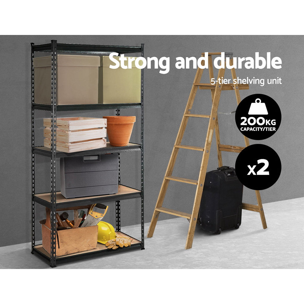 2x1.8M 5-Shelves Steel Warehouse Shelving Racking Garage Storage Rack Grey-Home & Garden > Storage-PEROZ Accessories