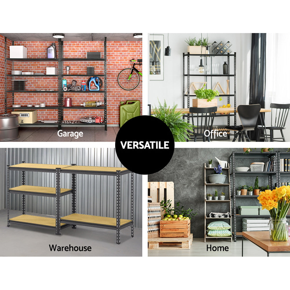 2x1.8M 5-Shelves Steel Warehouse Shelving Racking Garage Storage Rack Grey-Home & Garden > Storage-PEROZ Accessories