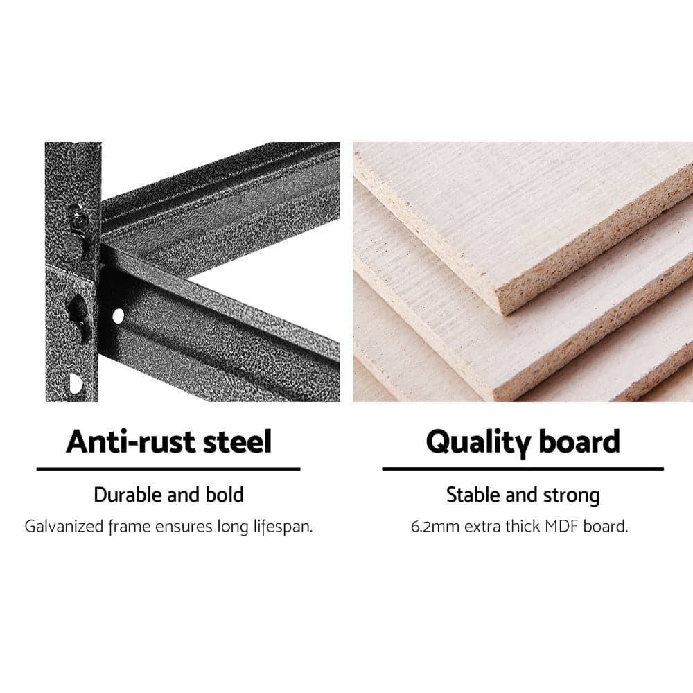 3x1.8M 5-Shelves Steel Warehouse Shelving Racking Garage Storage Rack Grey-Home & Garden > Storage-PEROZ Accessories