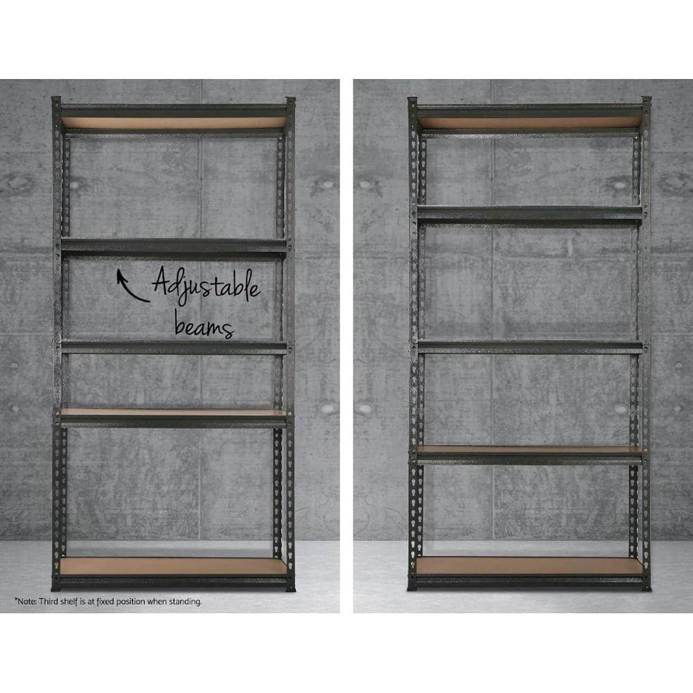 3x1.8M 5-Shelves Steel Warehouse Shelving Racking Garage Storage Rack Grey-Home & Garden > Storage-PEROZ Accessories