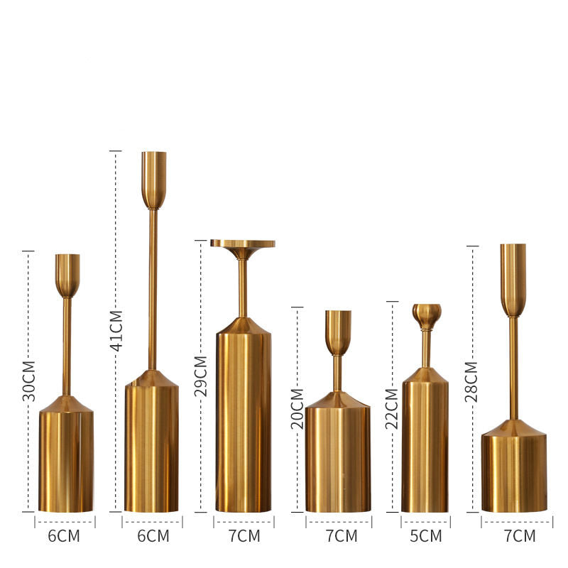 Anyhouz 6pc Luxury Gold Metal Candle Holder Tabletop Home Decor Modern Art Living Room Display House Decorative Crafts Metal Ornaments-Tabletop Decor-PEROZ Accessories