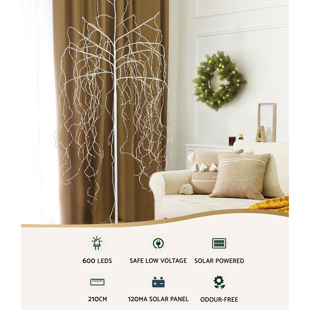 Jingle Jollys 2.1M Solar Christmas Tree 600 LED Trees String Lights Warm White-Occasions > Christmas-PEROZ Accessories