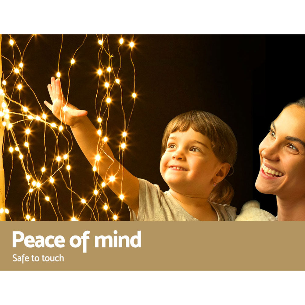 Jingle Jollys 2.1M Solar Christmas Tree 600 LED Trees String Lights Warm White-Occasions > Christmas-PEROZ Accessories