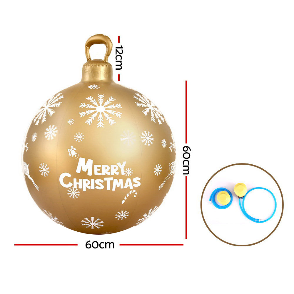 Jingle Jollys Christmas Inflatable Ball 60cm Decoration Giant Bauble Gold-Occasions > Christmas-PEROZ Accessories