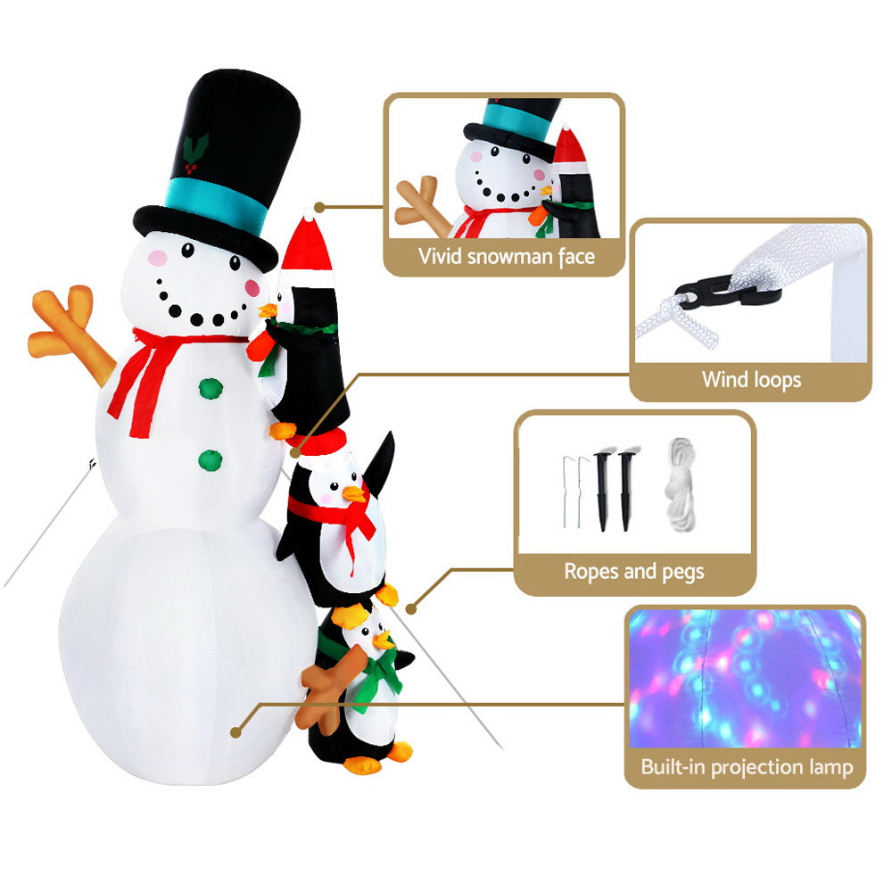 Jingle JollysChristmas Inflatable Snowman 2.4M Xmas Lights Outdoor Decorations-Occasions > Christmas-PEROZ Accessories