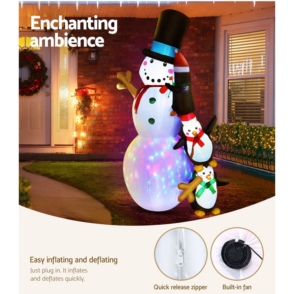 Jingle JollysChristmas Inflatable Snowman 2.4M Xmas Lights Outdoor Decorations-Occasions > Christmas-PEROZ Accessories